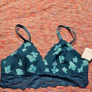 Auden Green Floral Lace Bralette NWT